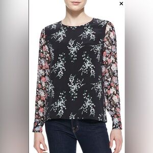 Equipment Femme Liam Silk Contrast-Sleeve Tee